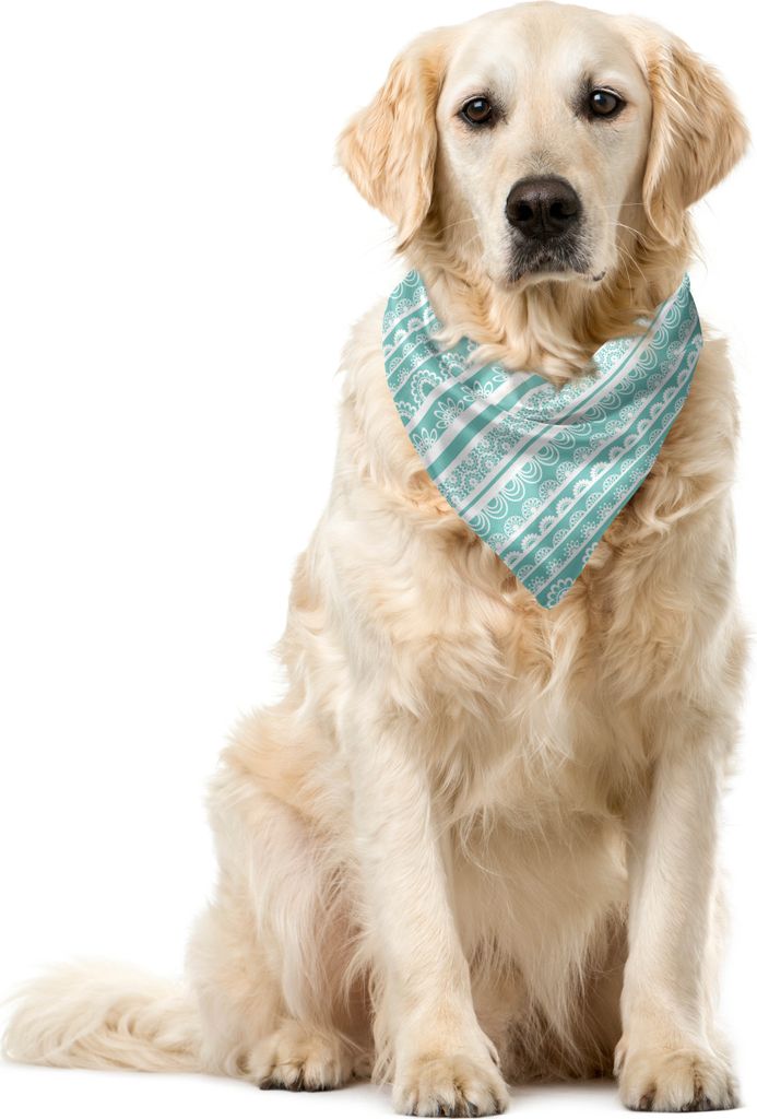 ABAKUHAUS Abstrakt Haustier Bandana, Lace Sehen Ornament, 40x40 cm, Seafoam Weiß