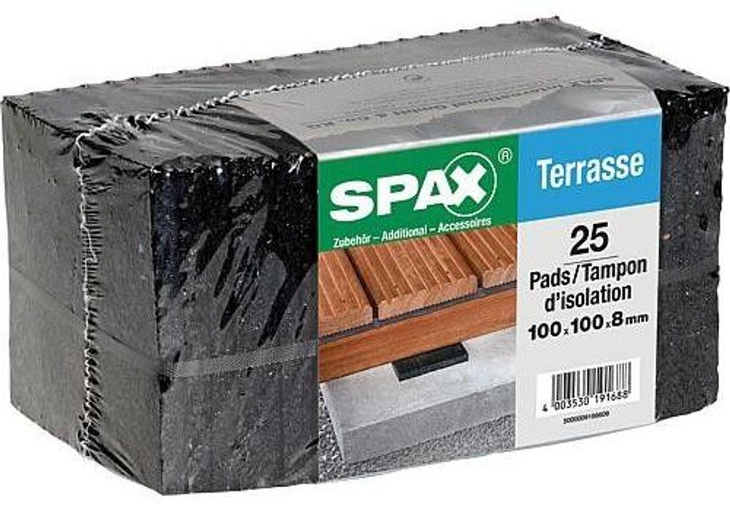 Podkładki tarasowe SPAX czarne 100x100x8 mm Zdjęcie produktu 