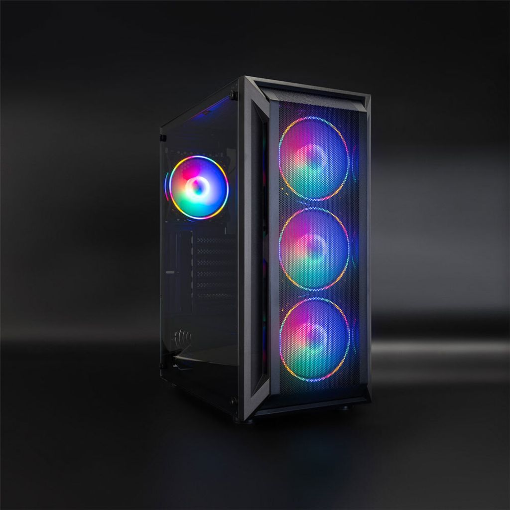 Semitorre Gaming Gehäuse Ragnärok TQGCC101-B ATX Glasvorlage 4 Lüfter Schwarz