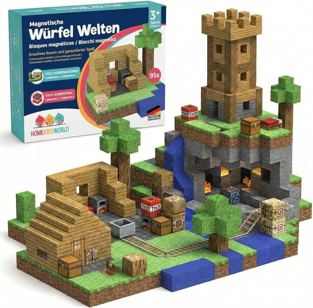 HomeKidsWorld Magnetische Bausteine Starter Set 95 Teile Produktbild 