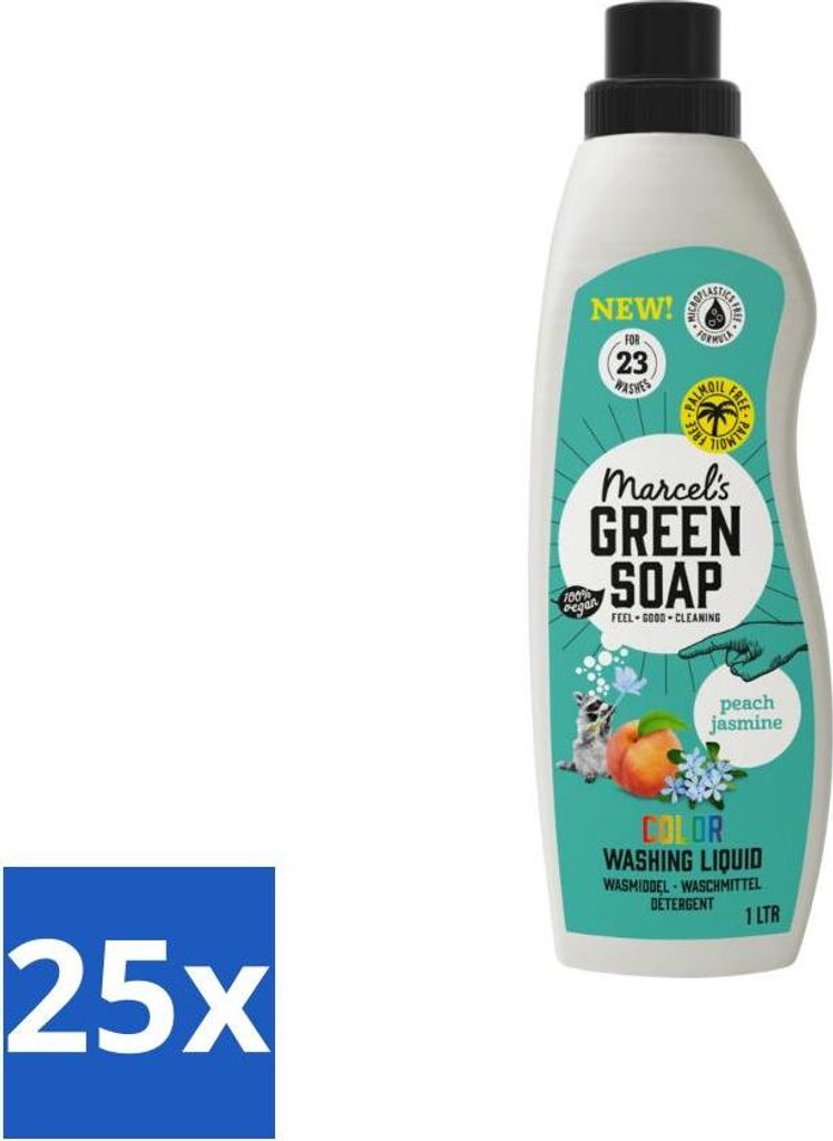 Marcel's Green Soap – Flüssigwaschmittel – Color – Pfirsich & Jasmin – Wirksam & Natürlich – 23 Wäschen – 1 Liter - Vorteilspack - 2...