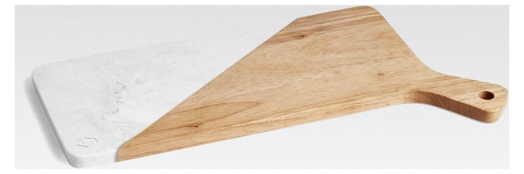 Servierbrett aus Kautschukholz und Marmor - 42 x 22 x 1,5 cm - Käseplatte