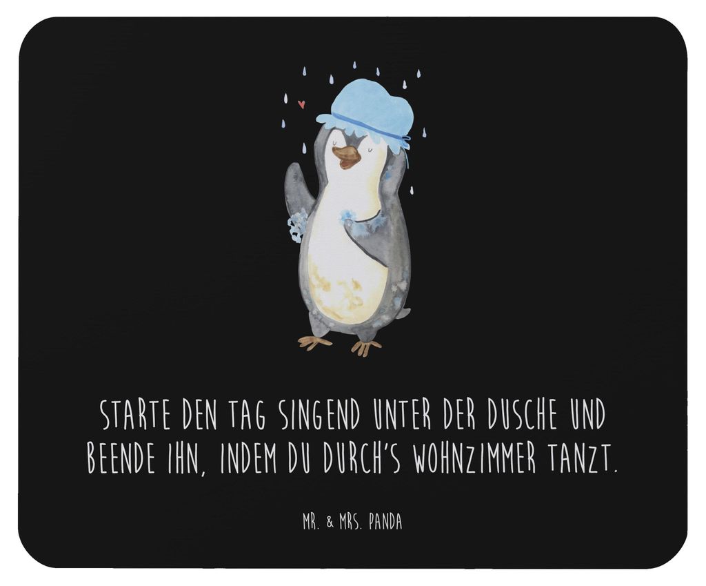 Mr. & Mrs. Panda Mouse Pad Pinguin Duschen - Schwarz - Geschenk, Singen, Mousepad, Dusche, Pinguine, mousematte, Duschkonzert, mauspad laptop, note...
