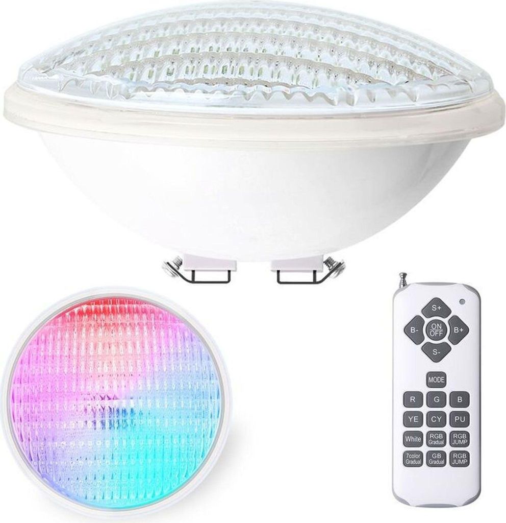 12 W LED-Poolleuchte, PAR56, wasserdicht, IP68, RGBW, Poolleuchte, Tauchleuchte, 12 V DC/AC, vollfarbiger LED-Scheinwerfer mit Fernbedienung, 7 ein...