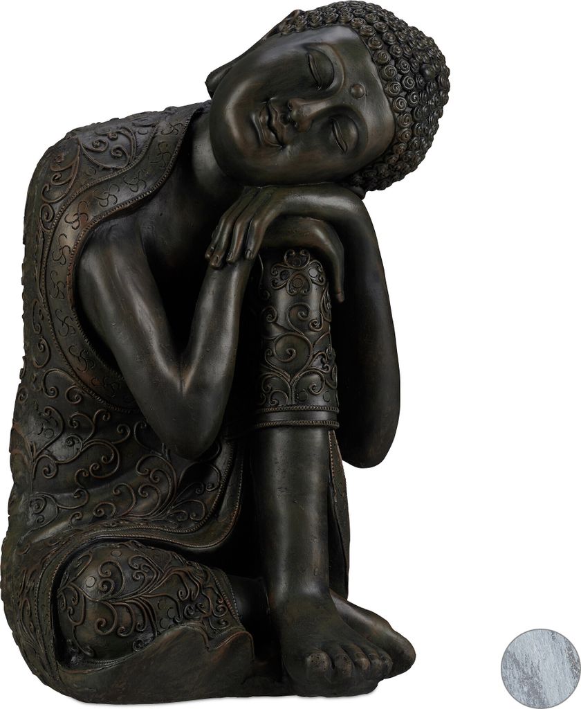 Relaxdays Buddha Figur geneigter Kopf, XL 60cm, Asia Produktbild 