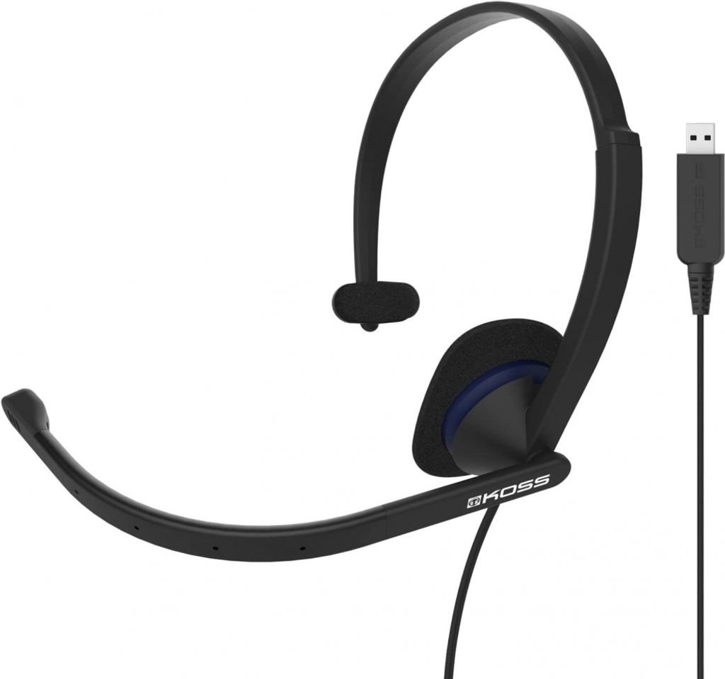 Koss CS195 USB Singlesided Electret noisecancelling Mic Schwarz, Bügelkopfhörer