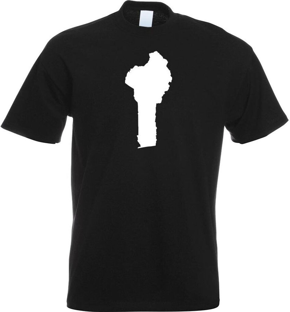 Kiwistar - T-Shirt - schwarz - Benin Umriss Kontur Herren Funshirt Bedruckt Design Sprüche Spruch Motive - mit Motiv Bedruckt - Funshirt Design - ...