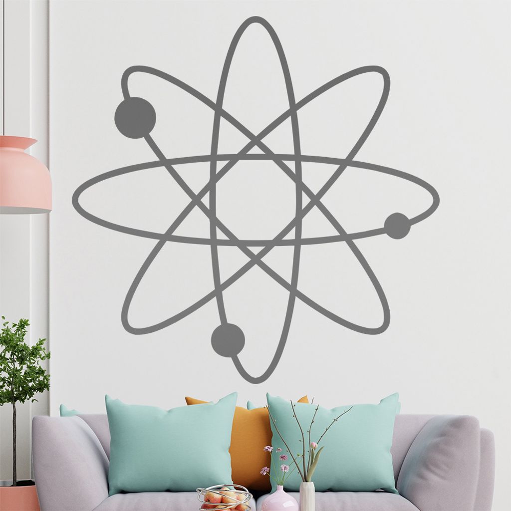 KIWISTAR Atomsymbol - Proton Neutron Moleküle Physik Wandtattoo in 6 Größen - Wandaufkleber Wall Sticker - Dekoration, Küche, Wohnzimmer, Schla...