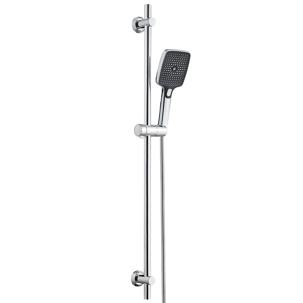 JOHO Brausestange Set mit Handbrause, Schlauch und Halterung, Edelstahl Duschstange 100 cm passend für vorhandene Bohrlöcher, Chrom