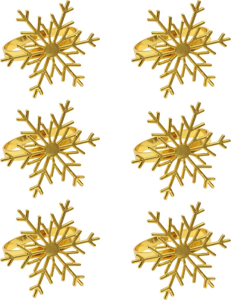 6 Teile/satz Serviette Ring Exquisite Verarbeitung Dekorative Legierung Weihnachten Schneeflocke Form Serviette Schnalle für Esstisch-Golden