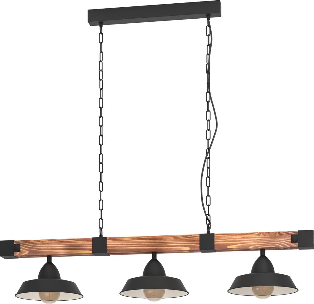EGLO Hängelampe Oldbury, 2 flammige Vintage Pendelleuchte im Industrial Design, Pendellampe, E27, 118 cm,