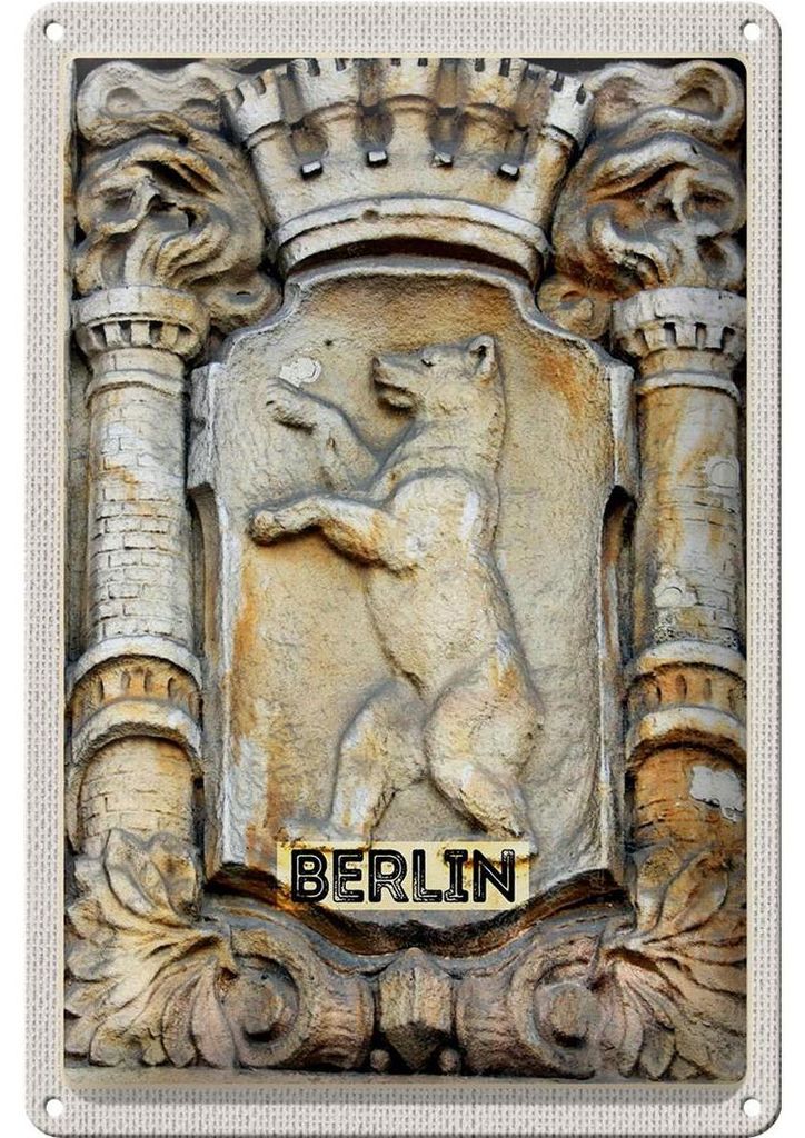 Blechschild Reise 20x30cm Berlin Deutschland Wappen Skulptur