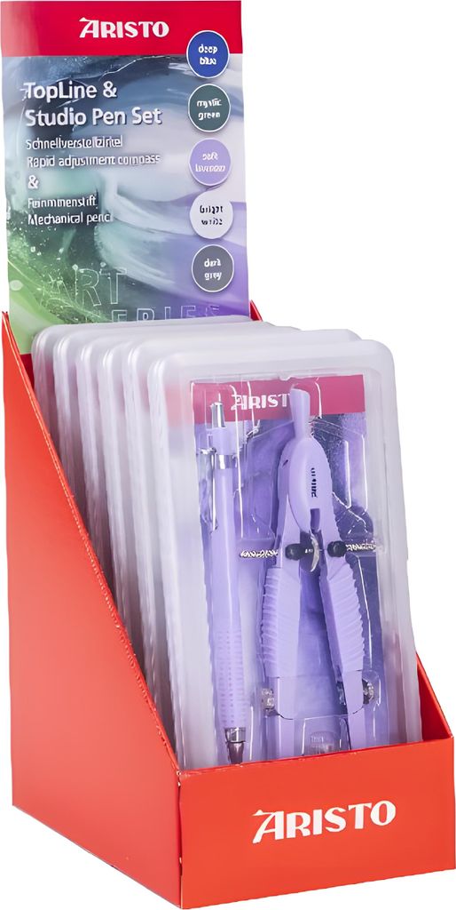 Aristo TopLine Set Zirkel und FMS 0,5 6er Display, ART Series sortiert
