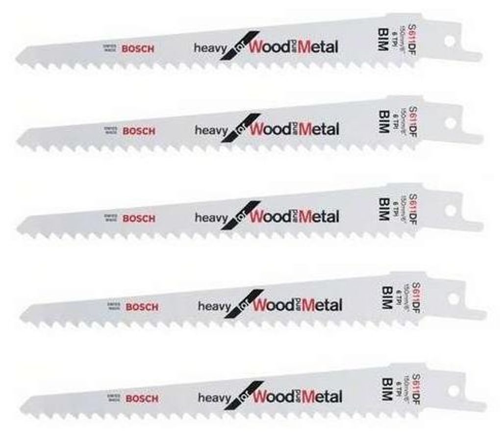 Lot de 5 lames de scie sabre S 611 DF BOSCH 2608656258 pour Image du produit 