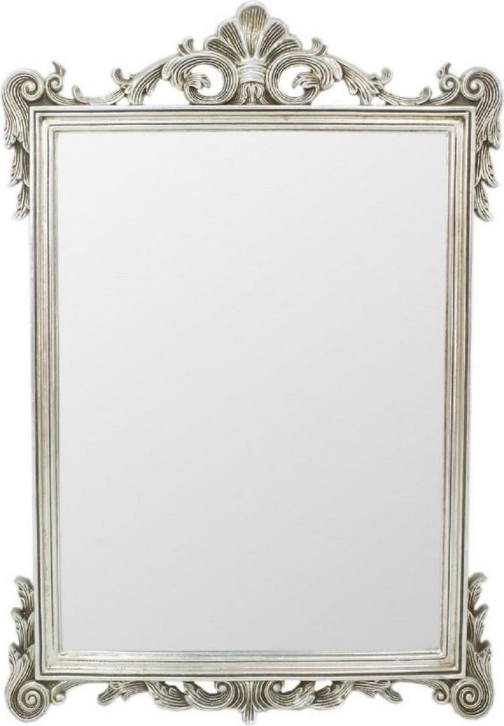 Casa Padrino Barock Spiegel Silber 75 x H. 110 cm - Wandspiegel im Barockstil - Antik Stil Garderoben Spiegel - Wohnzimmer Spiegel - Barock Möbel