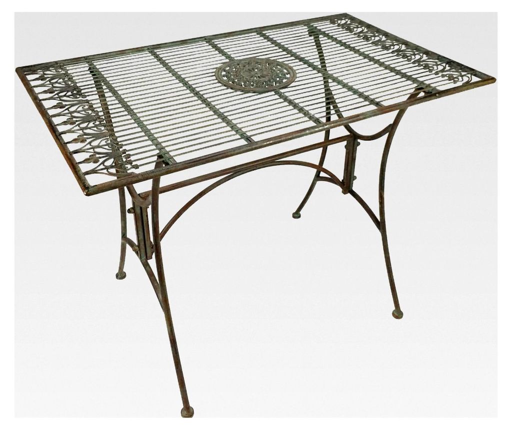 Gartentisch Almeria Groß 170 x 80 cm | Metall Tisch antikgrün im Landhausstil | wetterfest und pulverbeschichtet | Terrassentisch für Balkon und...