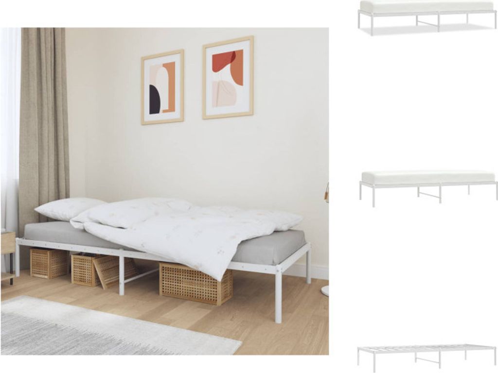 vidaXL Bettgestell Metall Weiß 90x200 cm - Betten & Bettgestelle