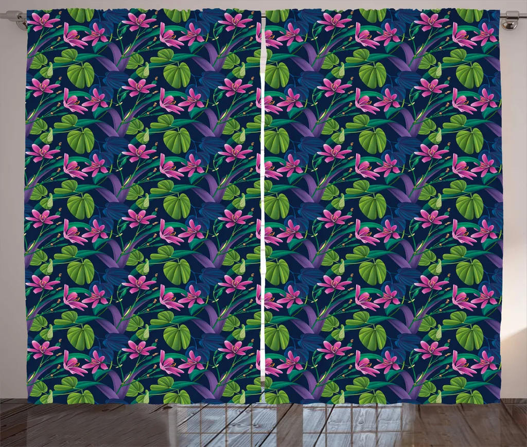 Rideau Motif Forêt Tropicale Multicolore Rustique et Exotique 280x225