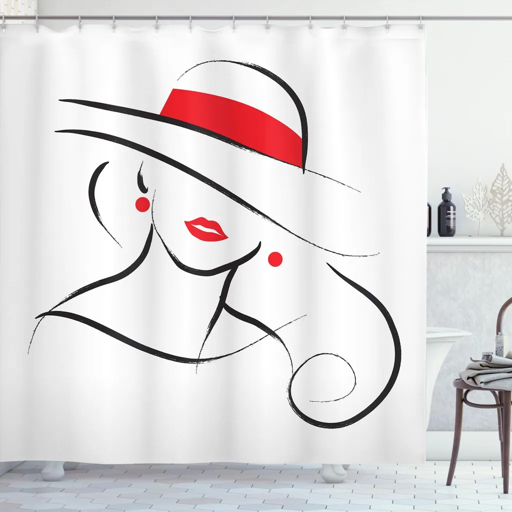 ABAKUHAUS Tenda Doccia 175x200 cm Grigio e Rosso | Design Minimalista