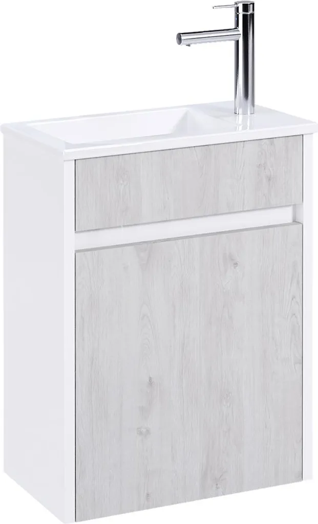 Meuble Lave-Mains MINI 40x50x22 cm Gris et Blanc pour Petits Espaces