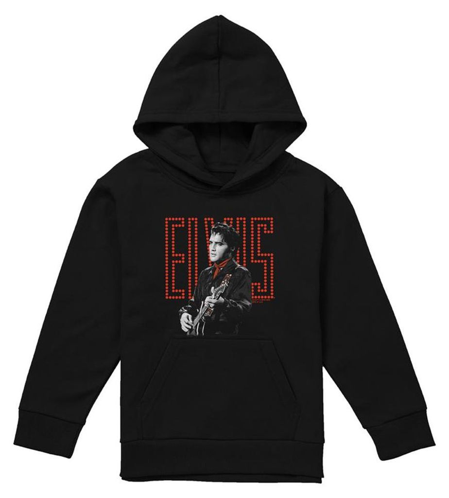 Elvis Presley - "Red Guitarman" Kapuzenpullover für Kinder TV32324 (152-158) (Schwarz)