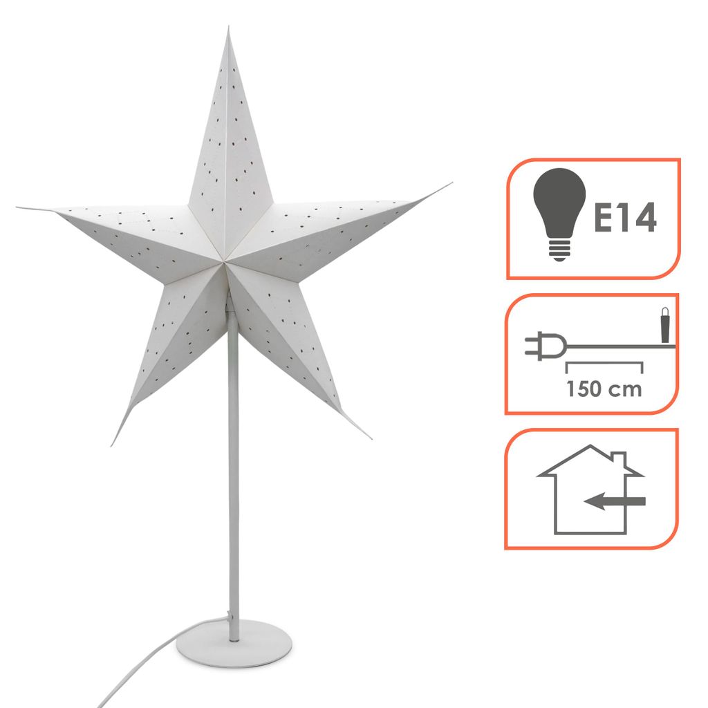 LED Tischlampe Weihnachtsstern wei - 68 x 44 cm - Fenster