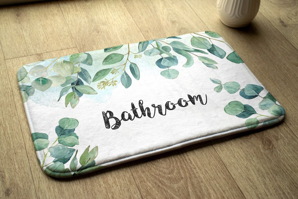 Badteppich Saugfähige - Badezimmer Teppich - Rutschfester Badvorleger Badematte - 75x45 cm - Natur Blätter