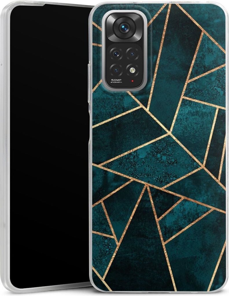 DeinDesign Slim Hülle für Xiaomi Redmi Note 11 4G Silikon Case Ultra Dünn Handyhülle Elisabeth Fredriksson Gold & Kupfer Stein