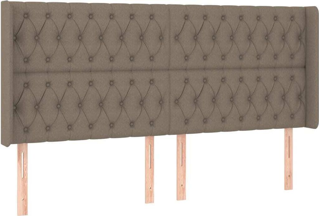 vidaXL Kopfteil mit Ohren Taupe 183x16x118/128 cm Stoff