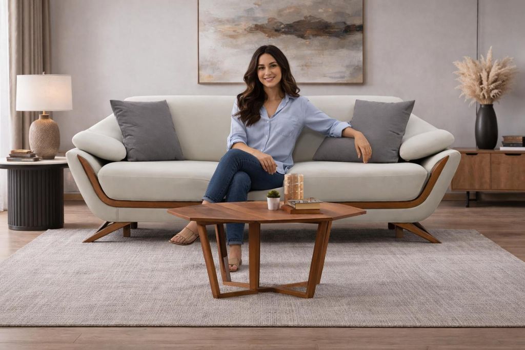 Modernes Weiß Sofa mit eleganten Holzrahmen und komfortablem Design hochwertige