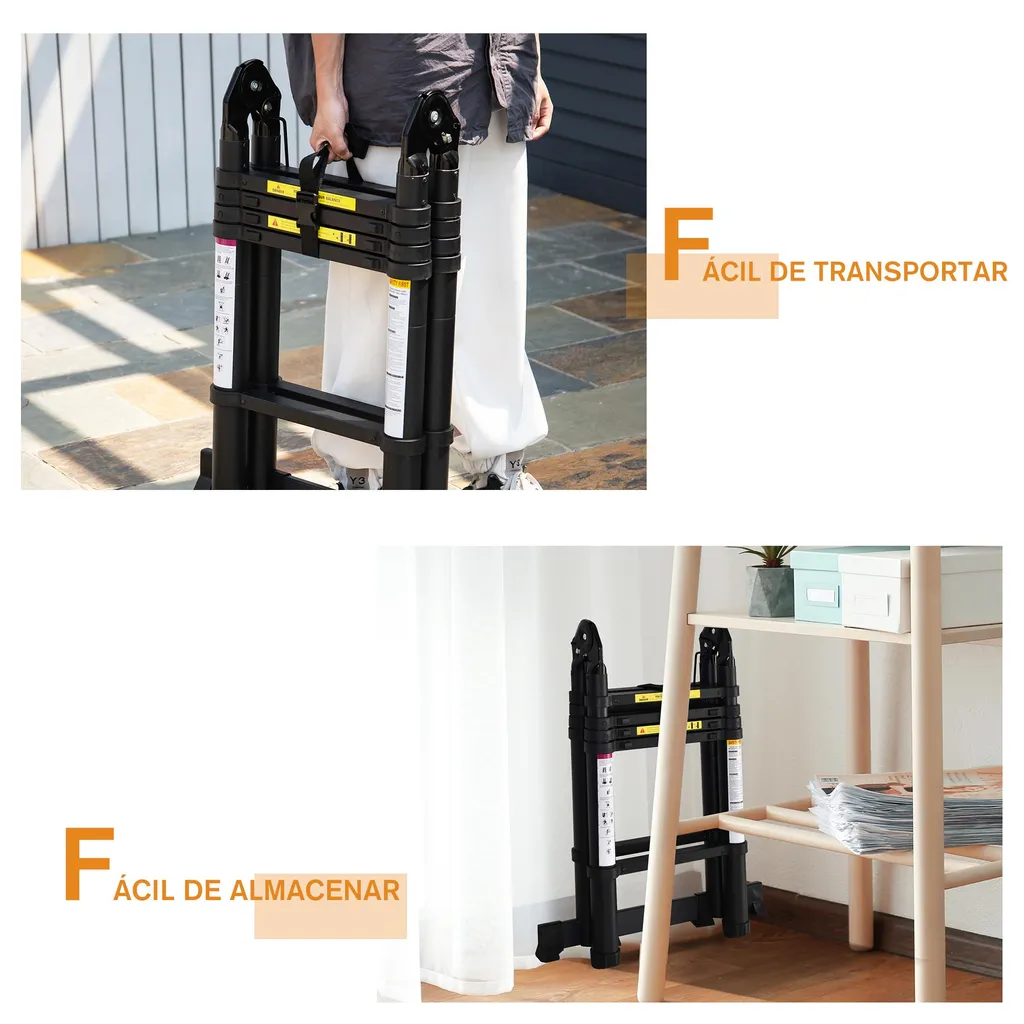 Échelle télescopique 3m20 stable et légère pour accès difficiles