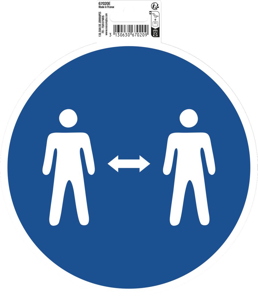 Exacompta Hinweisschild Abstand halten PVC selbstklebend 20 cm Blau 67020E