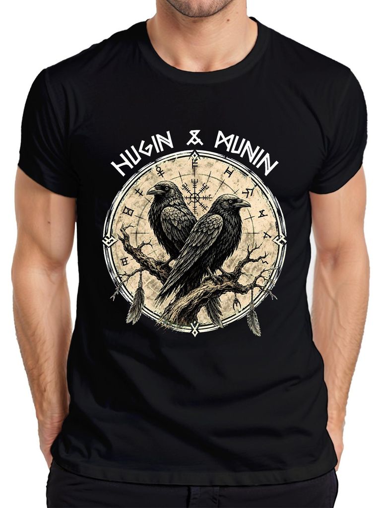 Wikinger Raben Odin Huginn Muninn Vegvisir Nordische Produktbild 