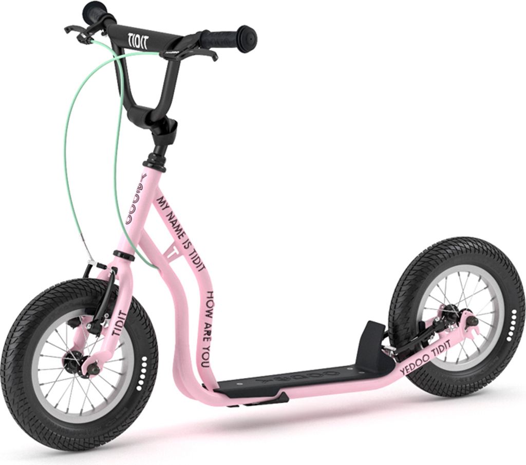 Yedoo Tidit Kinder Roller Scooter Tretroller - für Kinder ab 5 Jahre, mit Luftreifen 12/12, Reflexelementen und verstellbarem Lenker Rosa