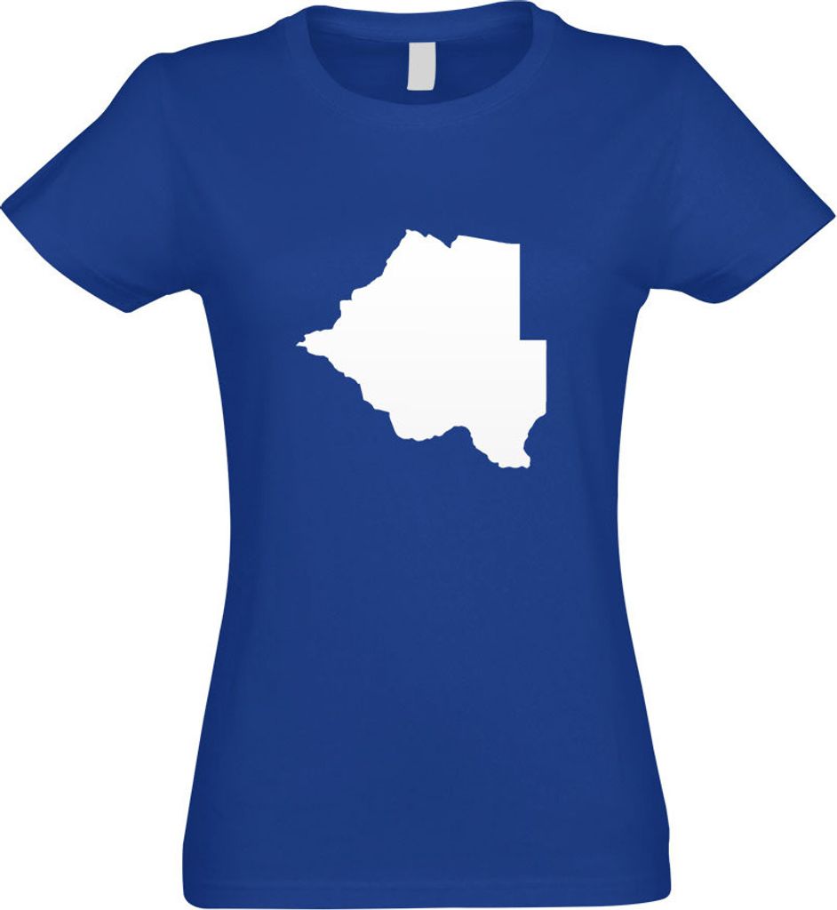 Kiwistar - T-Shirt tailliert - Damen - royal - Botswana Umriss Kontur - mit Motiv Bedruckt - Funshirt Design - Sport - Freizeit - Damen - XL