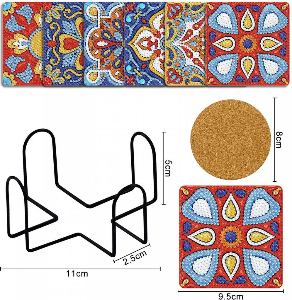 Décoration de Table DIY : Lot de 6 Dessous de Verre Mandalas à Diamanter - 2