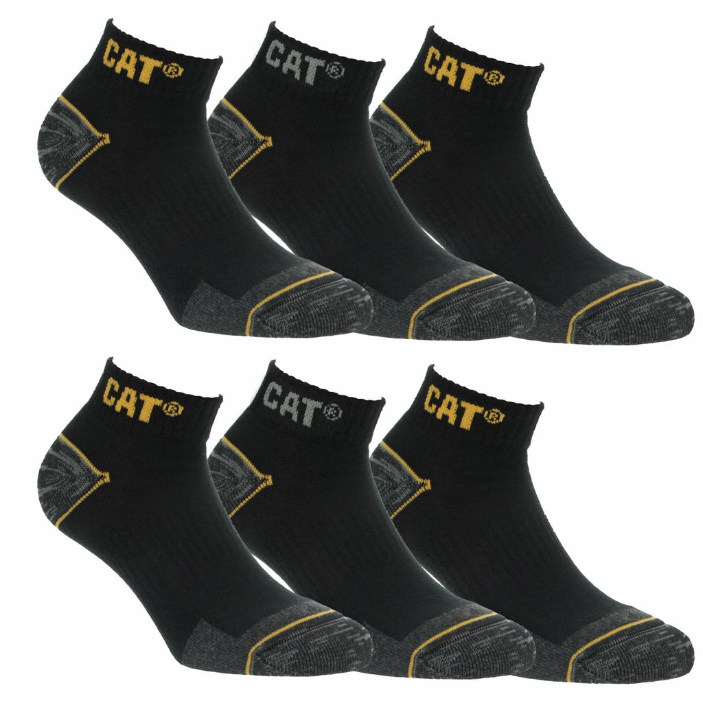 Caterpillar 6 Paar Socken / Arbeitssocken / Arbeitssneaker Knöchelhöhe Verstärkte Spitze Ferse Schwarz43-46