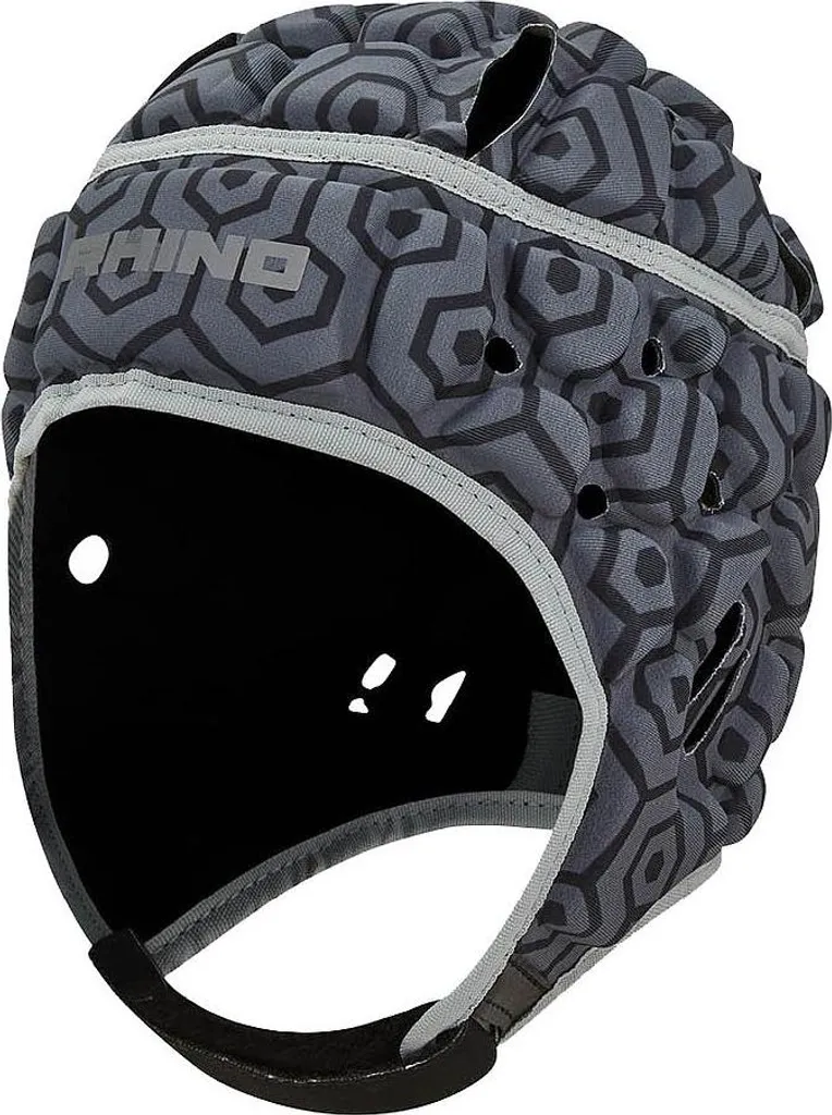 Casque Rugby Rhino RD828 Noir Gris - Protection Idéale Match et Club L