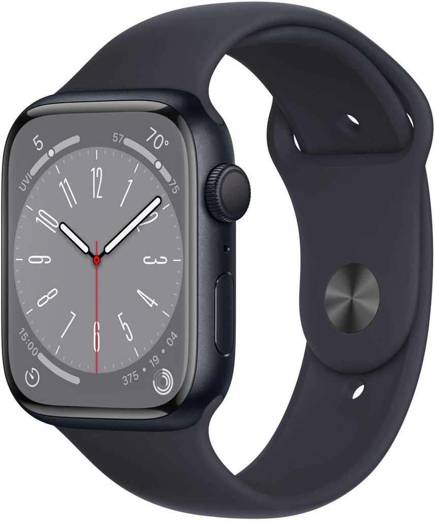 Apple Watch 8 GPS 45mm Alu Midnight/Midnight Sport Band Produktbild 