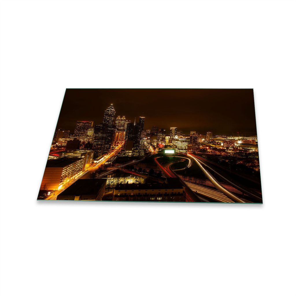 Herdabdeckplatte Glaskeramik 1 Teilig 80x52 Stadt Schwarz Abdeckung Glas Spritzschutz