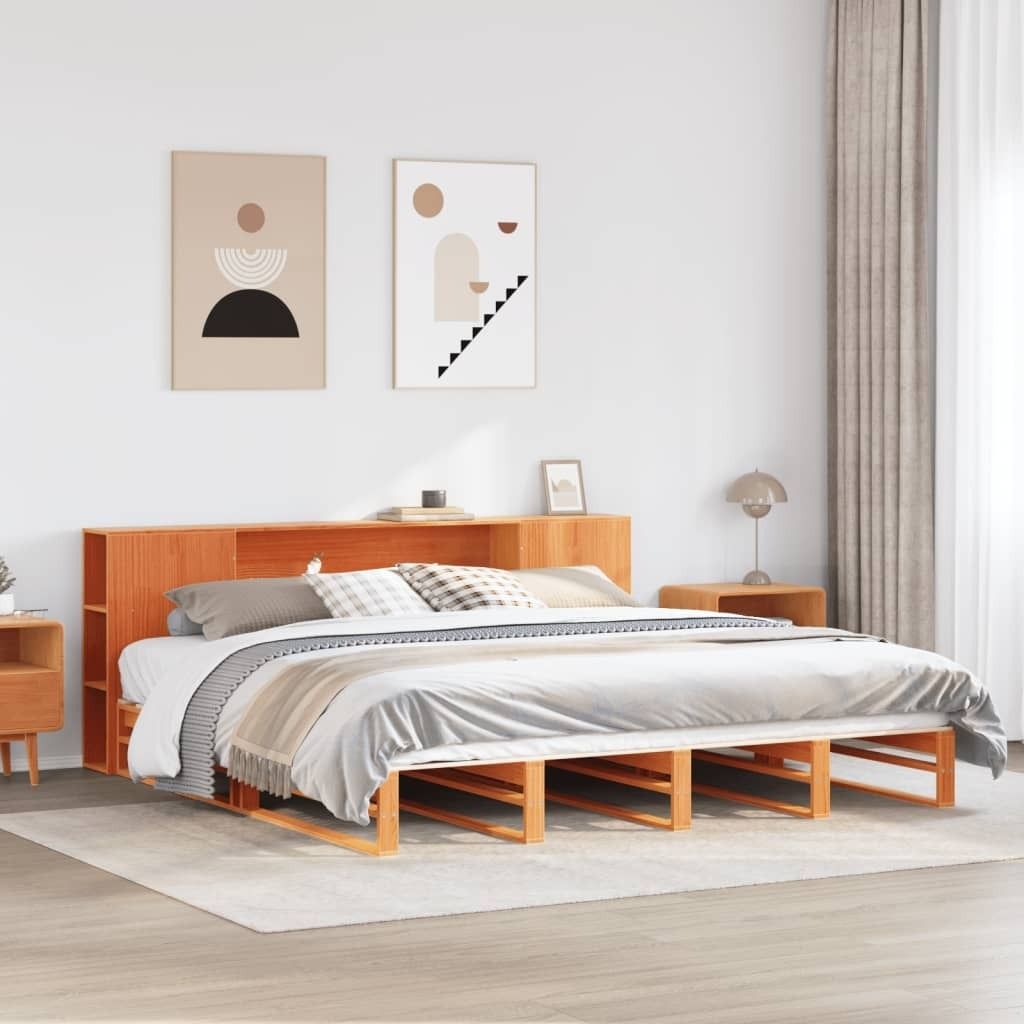 Maison Exclusive - Massivholzbett ohne Matratze Wachsbraun 200x200 Massivholz