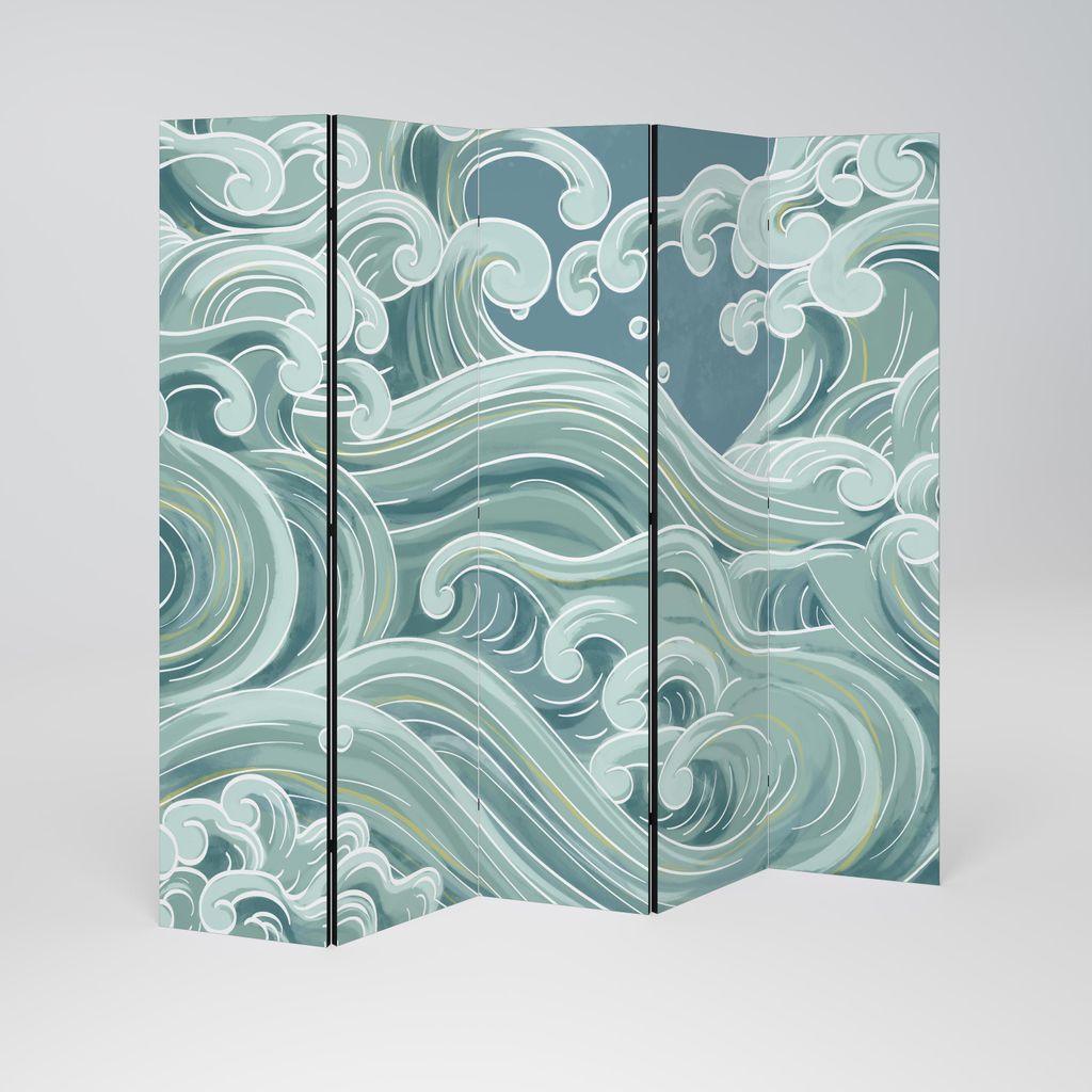 SpaceRebels Paravent Raumteiler - 5-teilig Raumtrenner, Druck 1-Seite - Raumtrenner - Trennwand Wohnung - Room Divider - Spanische Wand Deko Modern...