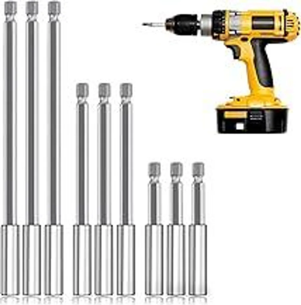 Set 9 Pezzi Prolunga Punte Magnetica 6/10/15 cm - Kit Portapunte Professionale