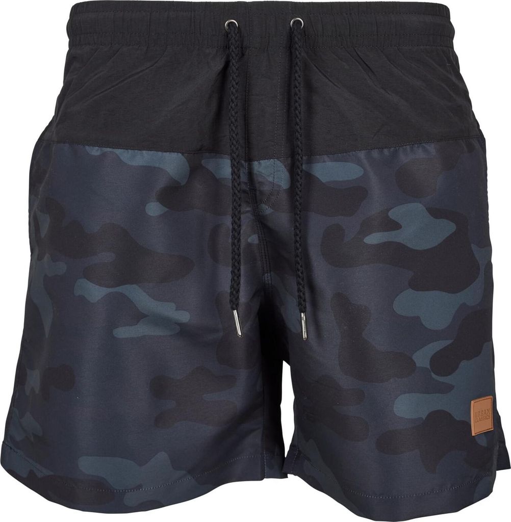 Urban Classics Badeshort Herren Block Swim Shorts darkcamo/schwarz L