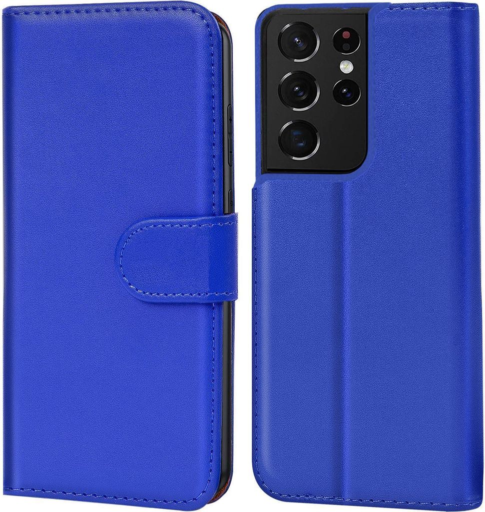 Conie Klapp Tasche für Samsung Galaxy S21 Ultra Kartenfach Rundumschutz Hülle in Blau
