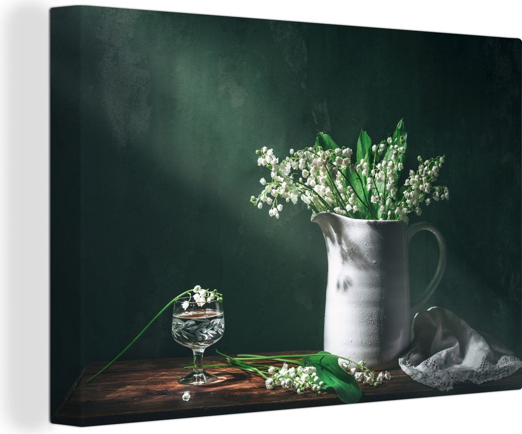 OneMillionCanvasses - Leinwandbilder - 150x100 cm, Maiglöckchen - Dose - Stilleben, Wandbilder Kunstdruck Wanddekoration