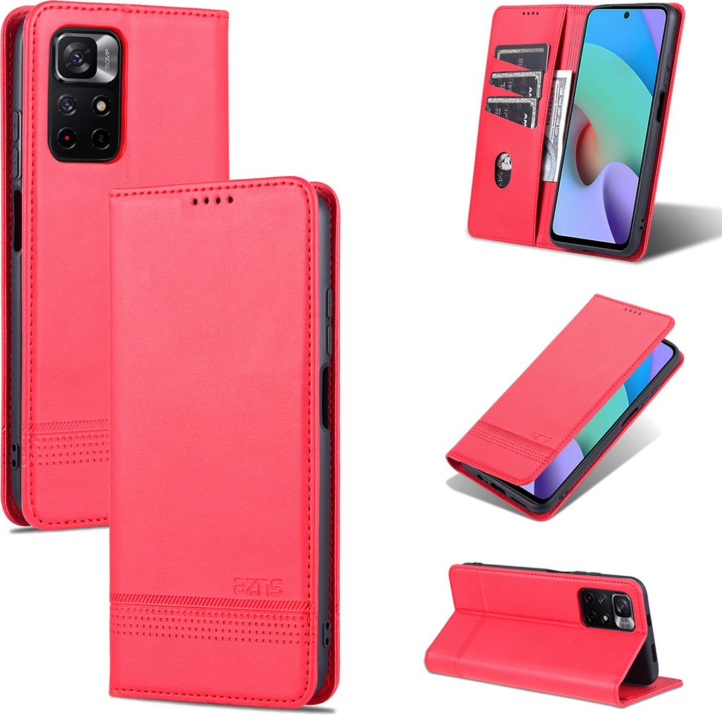 Redmi Note 11S Leder Hülle, Klapphüllen Brieftasche Magnetverschluss Ständer Schutzhülle für Xiaomi Redmi Note 11 4G / Note 11S Rosa