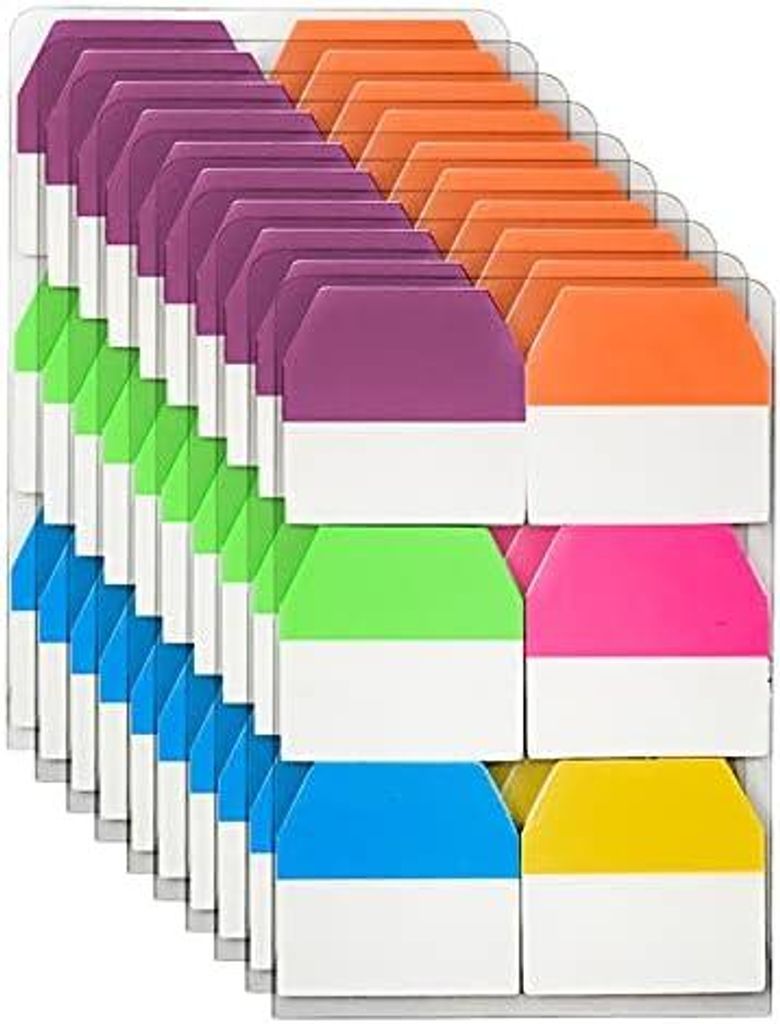 1200 Pcs Sticky Index Tabs Selbstklebende Highlighter Tabs, beschreibbar und repositionierbar Etiketten Seite Marker für das Lernen Arbeit, 10 Set