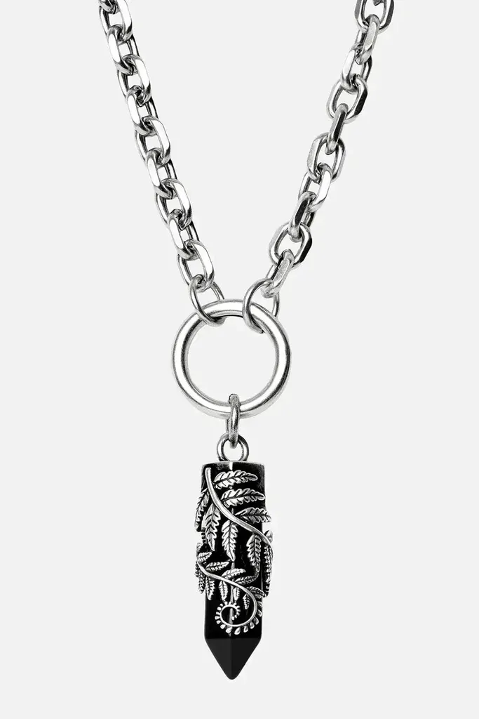Collier Restyle Crystal Fern en Argent et Cristal pour Femme Gothique