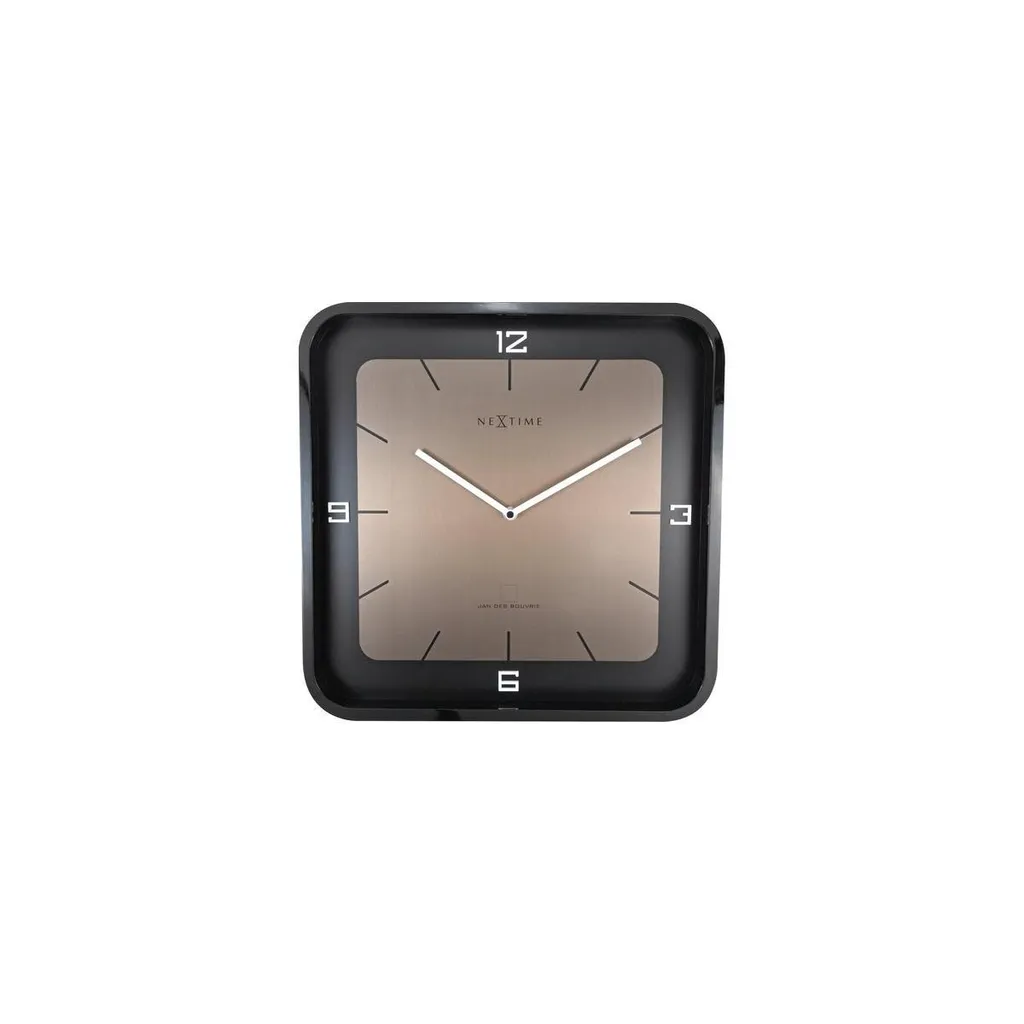 NeXtime 3518ZW Square Horloge Murale ou de Table Quartz Noire et Marron